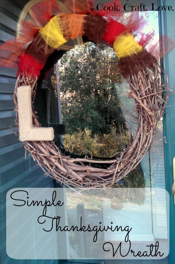 This simple thanksgiving wreath is put together in less than 10 minutes for only a couple dollars!