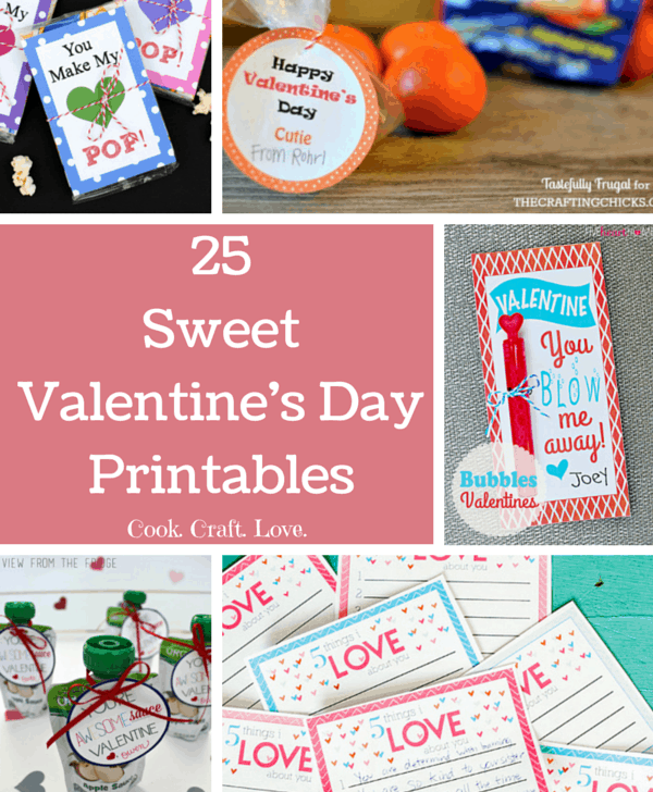 Get your kids ready for their Valentine's Day gift giving parties with this collection of 25 adorable and FREE printables! You'll have to dream up different reasons to use these FREE Valentine's Day printables because you can't pick just one!