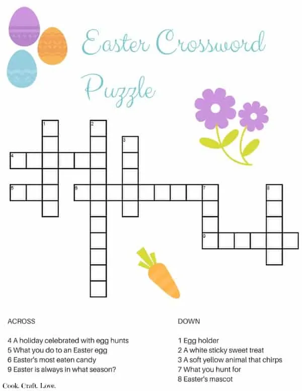 Easter Crossword Puzzle Free Printable Cook Craft Love