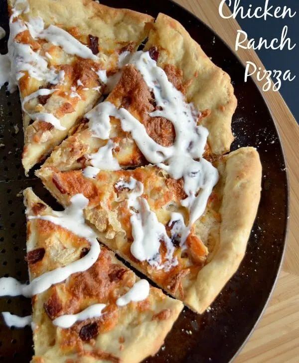 Bacon Chicken Ranch Pizza is one of the best pizzas I've ever made and the dough is probably the easiest part! I don't think you can ever go wrong when you put bacon on pizza!