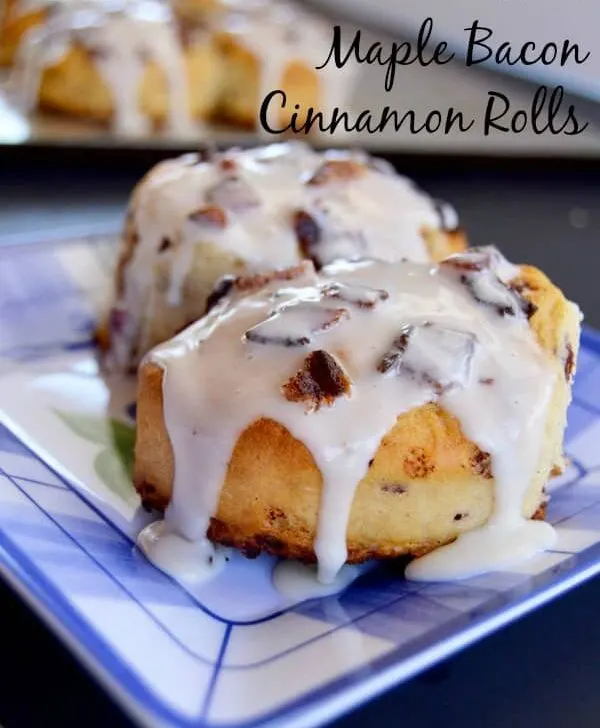 Maple Bacon Cinnamon rolls are the best part about breakfast! Maple really enhances the flavor of the bacon and cinnamon brings it home. PLUS it's a super simple semi homemade recipe!