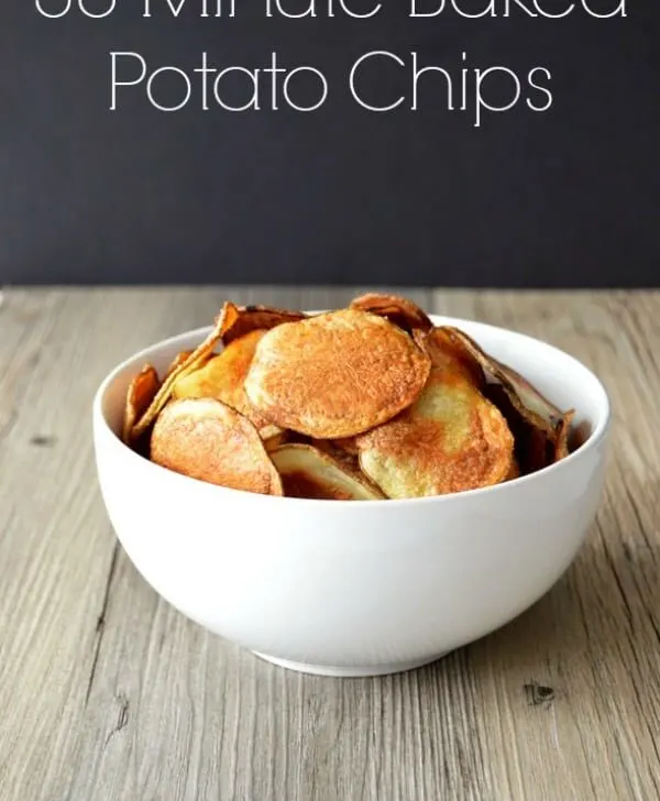 Homemade potato chips are a great way to satisfy the potato chip craving without consuming all those calories and preservatives! And who can argue with a delicious homemade snack in just 30 minutes?