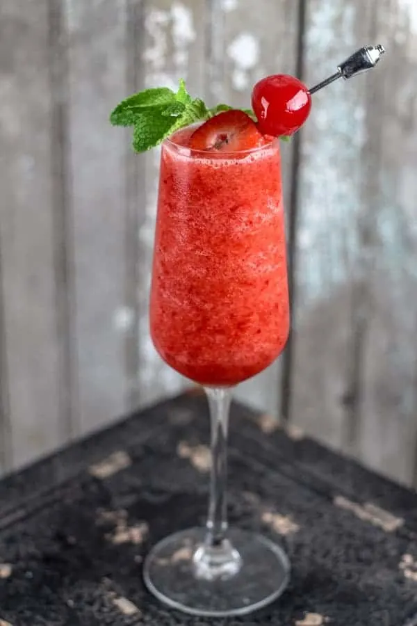 Cherry Strawberry Daquiri is a sweet frozen cocktail perfect for a summer's night of fun!