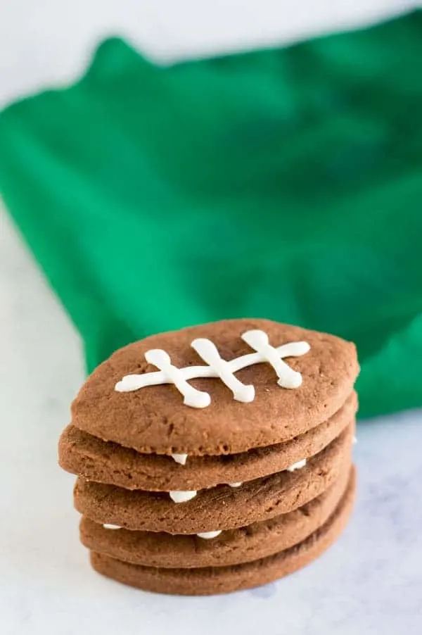 Chocolate Shortbread Football Cookies