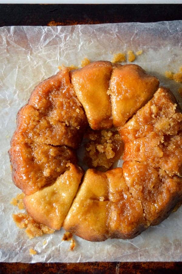 These sticky buns have just 3 ingredients and can be prepped the night before for a breakfast treat that's ready to bake as soon as you wake up!