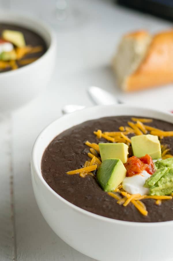 Black bean soup is a hearty and warming soup that's perfect to keep you warm on a cold winter day!