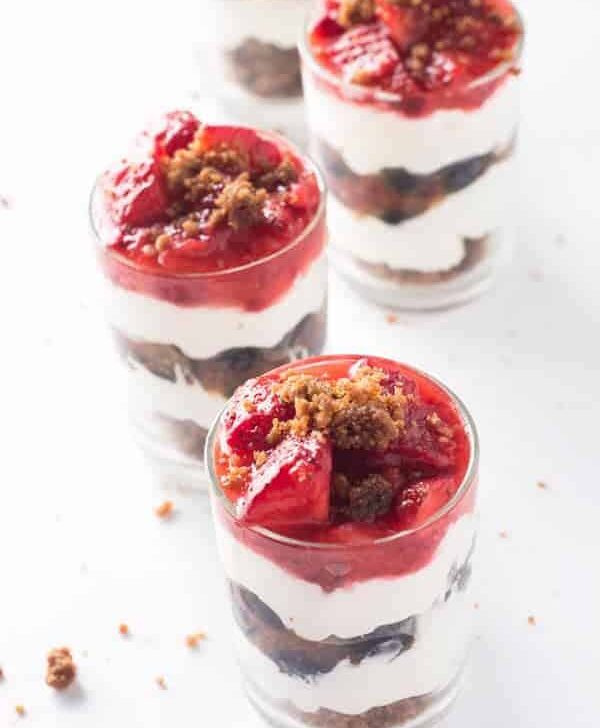 Beautiful summer berries make these festive no bake cheesecake shooters perfect for your Memorial Day or 4th of July bbq!