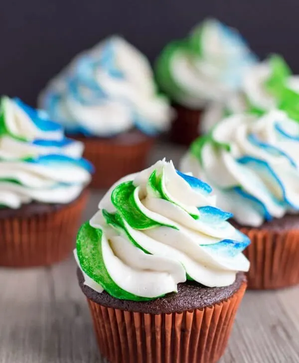 Earth Day comes but once a year and even though we like to celebrate the Earth all year round here I just can't help myself and love to make these Earth Day inspired cupcakes each year!