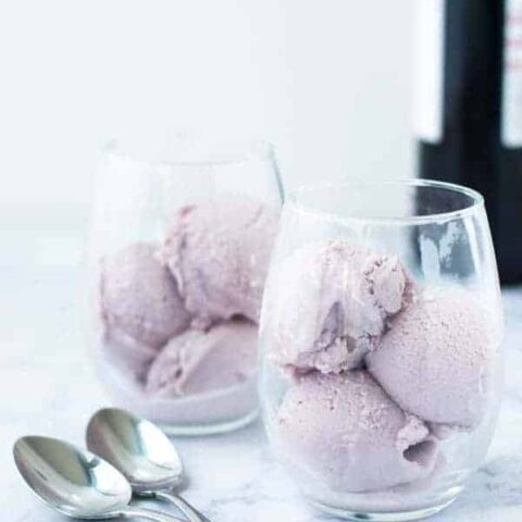 Make your next summer dessert special with a simple red wine ice cream that doesn't need to be cooked or cooled. Add all the ingredients to your ice cream maker and churn until frozen!