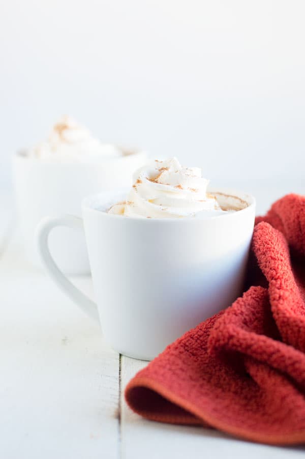 Cozy up this fall and winter with a comforting mug of pumpkin spice white hot chocolate!