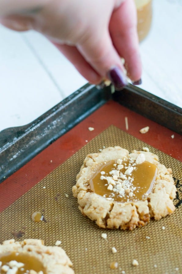 The crunch from these peanut brittle cookies can't be beat and they're a great way to use up leftover brittle from the holidays!