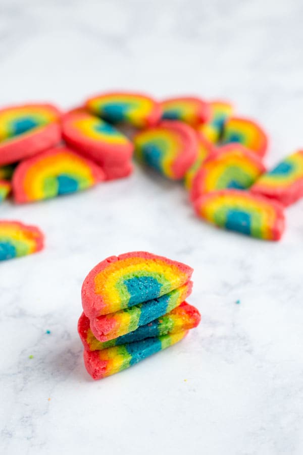 Taste the rainbow with these simple slice and bake rainbow cookies perfect for St. Patrick's Day or National Pride Month!
