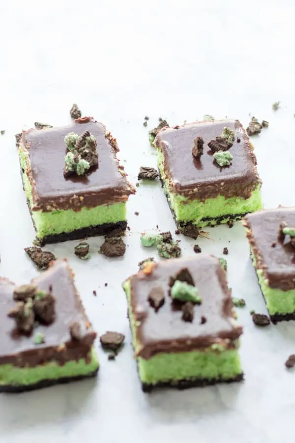 These mint oreo cheesecake bars take me back to my Girl Scout days. Except without the bowl cut and glasses as big as my face.