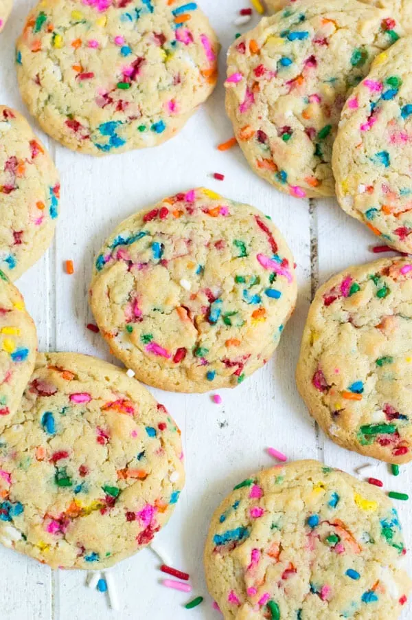 These funfetti pudding cookies are soft and chewy with the perfect amount of rainbow sprinkles. Although, let's be honest, you can never have too many sprinkles!